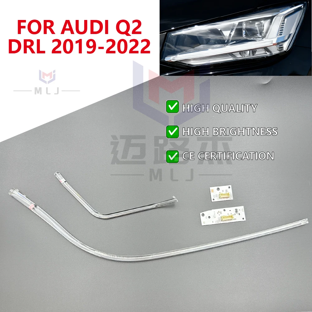 

For Audi Q2 2019-2022 DRL Acrylic Tube Light Guide Plate Strip LED Headlight Light Bar Daytime Running Light Car Accessories