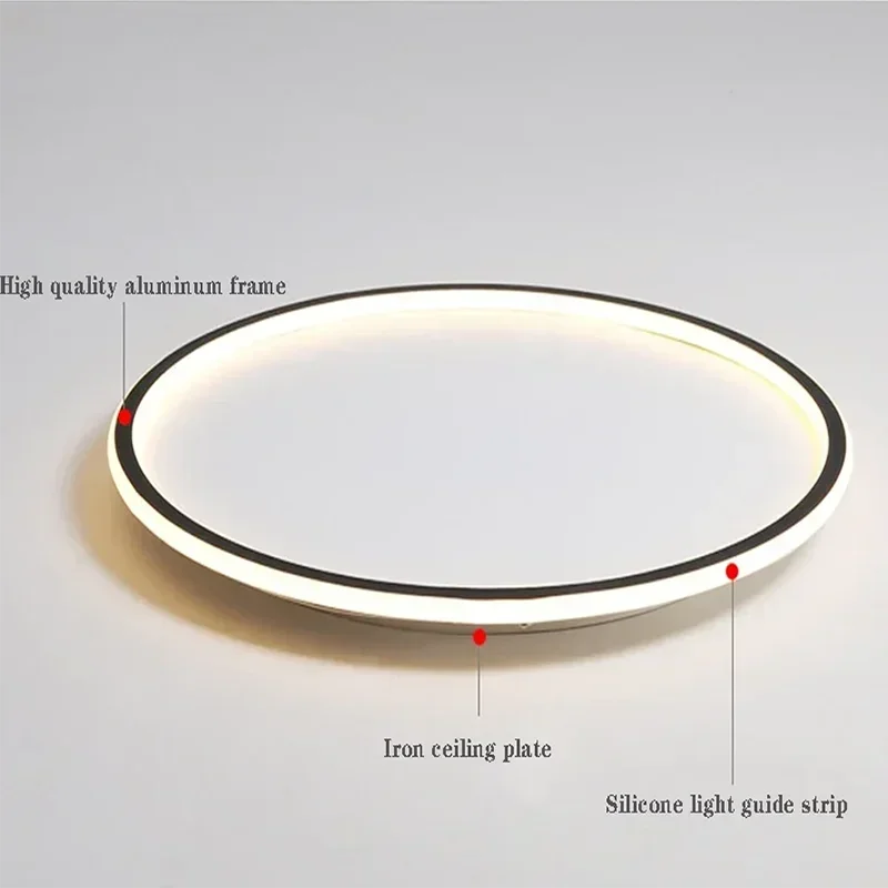 Plafonnier LED Super Mince au Design Moderne, Disponible en Noir, Blanc et Or, Luminaire Décoratif de Plafond, Idéal pour une Chambre à Coucher, un Salon ou un Bureau, 23/30/50/60/80cm