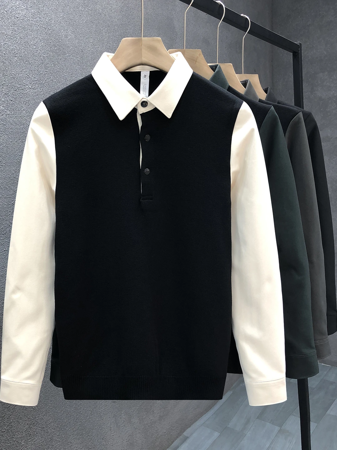 

plus Size Men's Knitted Sweater Anti-Ball 300 Pou Light Luxury Fake Two-Piece Base Layer Trendy Autumn Winter American Cas...