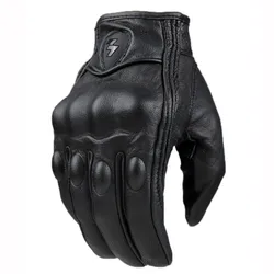 Guantes de Moto para hombre y mujer, de cuero y carbono, para invierno