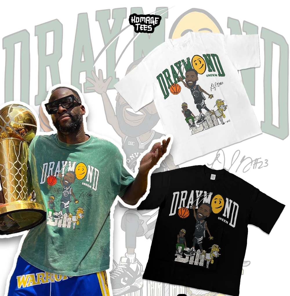 

2025NBA Warriors Draymond Green American Cartoon Cartoon Loose Casual Print Pure Cotton Short-sleeved T-shirt