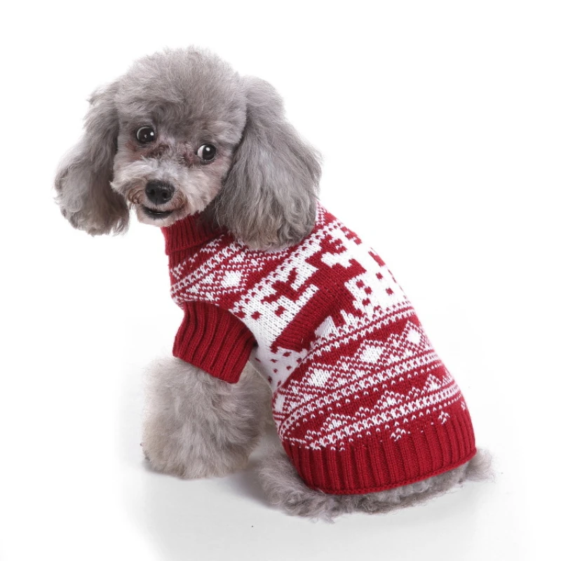 

Christmas Dog Sweater Batch Pet Christmas Sweater Knitted High Collar Pet Clothes Sweater Dog Sweater