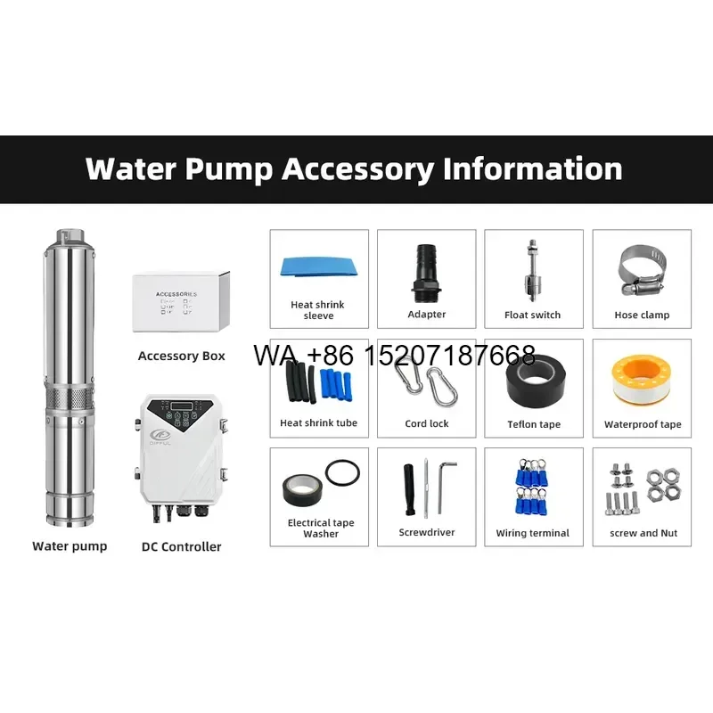 Wmwmnu High Pressure 1100W Solar Pump DC Powered for Irrigation for 4DLR