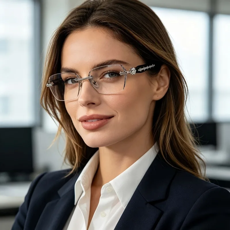 1 Stück Unisex Mode-Rechteckbrille, ultraleichte rahmenlose transparente Dekorbrille für Alltagsoutfits