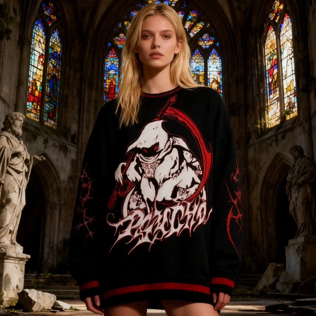 

Dark Gothic Knitted Sweater Couple Style Y2K 2025 Men And Women's Clothing Gothic Fashion Sweater