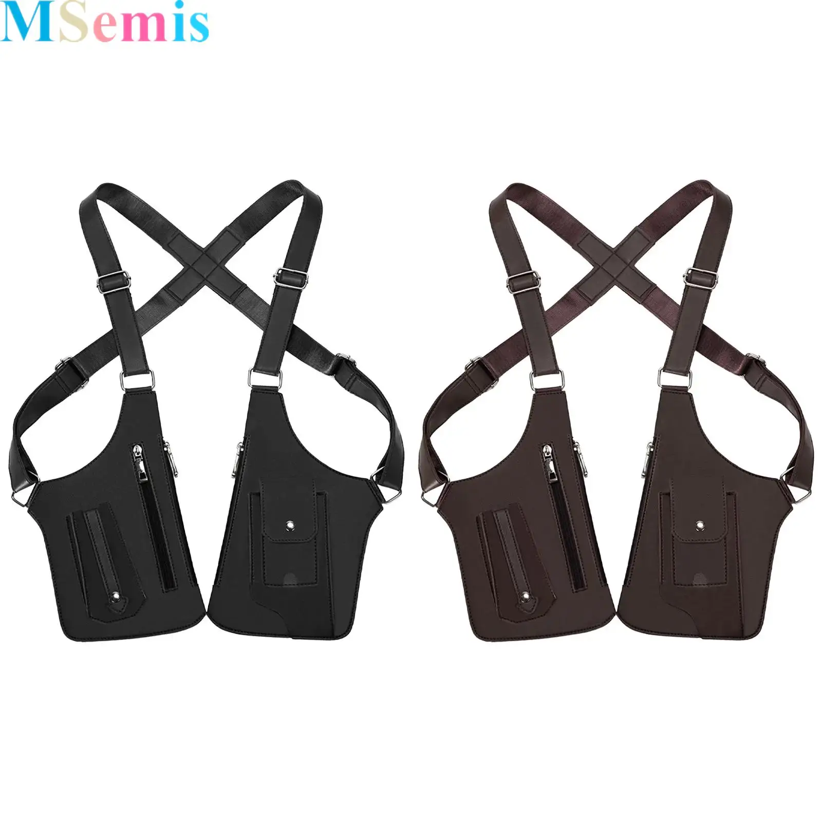 

1Pcs Double Shoulder Armpit Bag Adjustable Shoulder Straps Bag for Men Multi-pocket Outdoor Sports Bag