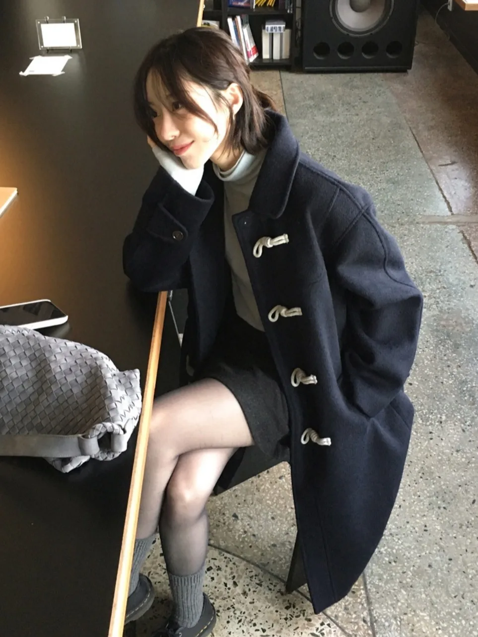 Winter Nieuwe Sle Chic Katoen Toegevoegde Wollen Jas Dames Kraag Opstaande Lengte Middellang Trendy College Sle Claxon