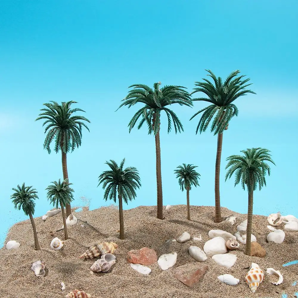 5Pcs Scenery model Miniature Plant Sand Table Plastic Bonsai Coconut Palm Tree Craft Micro Landscape Plant Pots model