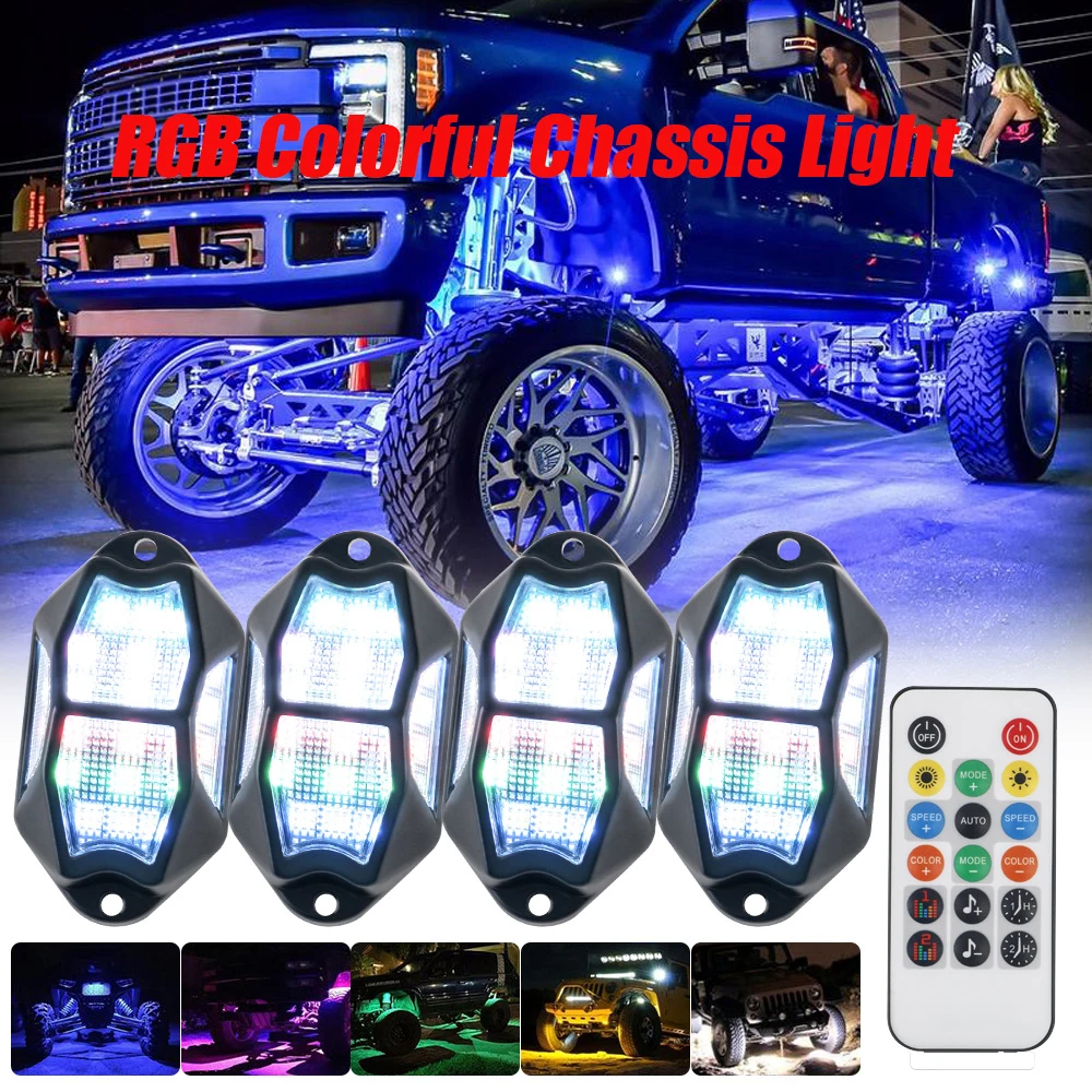 4/6/8/10in1Car High Bright LED Chassis Light RGB Colorful Atmosphere Light APP Remote Control Mode Car Truck Decorative Light