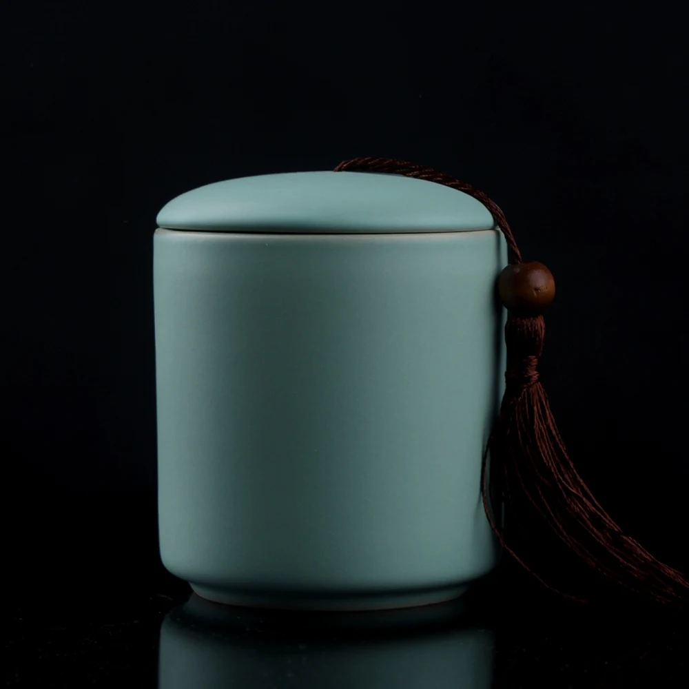 

[GRANDNESS] Jingdezhen Ruyao Chinese Pottery and Porcelain Tea Storage Cheset Jar Sealing TiKuanYin Puer Black Tea Caddy