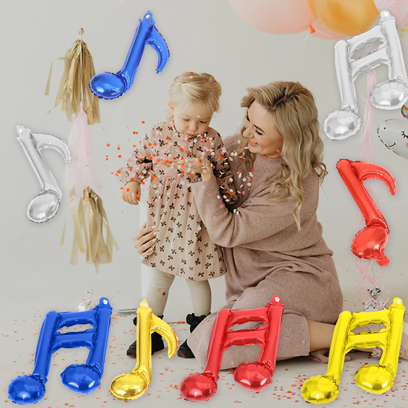 

Musical Note Balloons Foil Decor Aluminum Birthday Party Supplies Reusable Metallic Colorful Concert Band Decorations