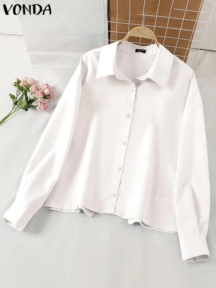 

VONDA Women Shirts 2024 Women Long Sleeve Elegant Blouses Casual Loose Solid Color Tops Sexy Backless Party Shirts Tunic Blusas