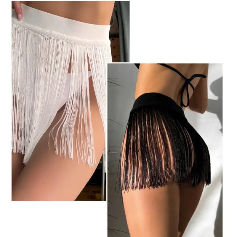 Franje Vrouwen Bikini Cover Up Badpak Rok Kwastjes Badmode Dames Stevige Elastische Strandkleding Mini Rokken Cover-Ups Vestido