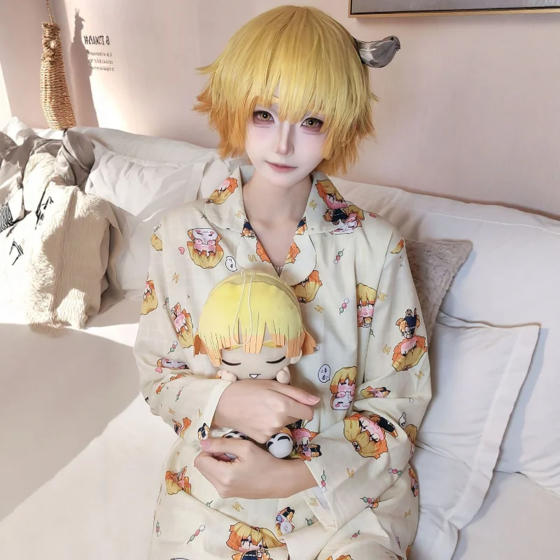 

Demon Slayer Women's Pajamas Set Sleepwear Button Down Tops and Shorts Pajama 2 Piece Suit Pyjama Femme Nightwear Loungewear