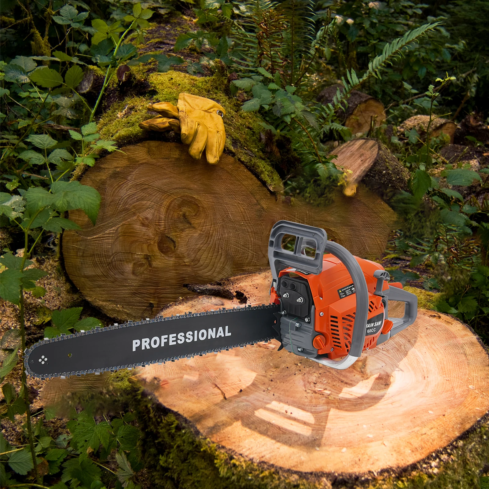 

22" 60CC Gas Chainsaw, 2-Stroke Engine Handheld Gas Power Chainsaws W/ 18.6Oz Fuel Tank, for Wood Cutting Gardening