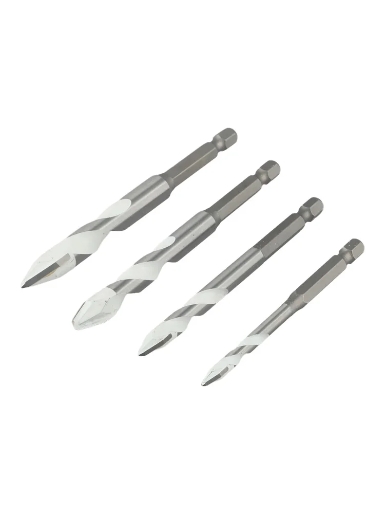Robust Eccentric Drill Bits in a Set of Four (6 12mm) For Efficient Hole Making in Hard Materials Like Tile and Brick