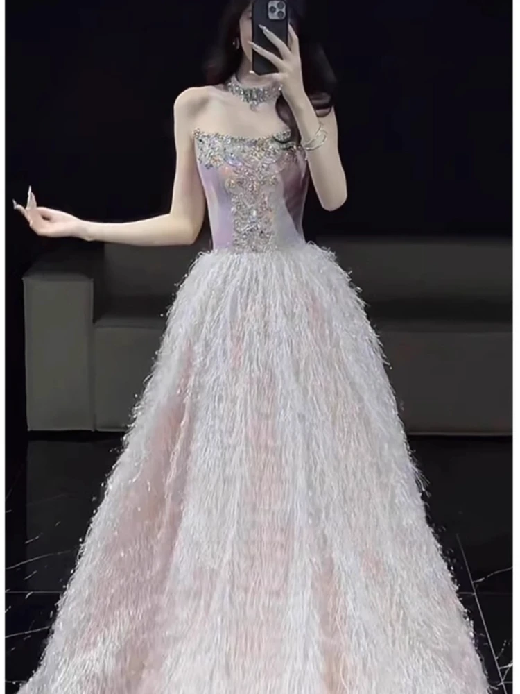 Abito da sera rosa Ele Bridal Dr Cerimonia per adulti Cerimonia per bere Cerimonia per principesse Gonna ini Fata Aosphere Matrimonio Dr