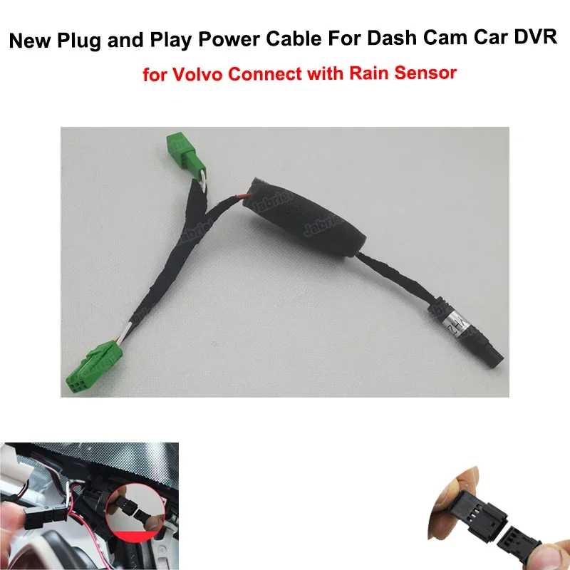 Czujnik deszczu kabel zasilający Plug and Play dla wideorejestrator samochodowy kamera na deskę rozdzielczą wideorejestrator dla Volvo XC60 XC90 XC40 S60 S90 V60 V90 V70 V40