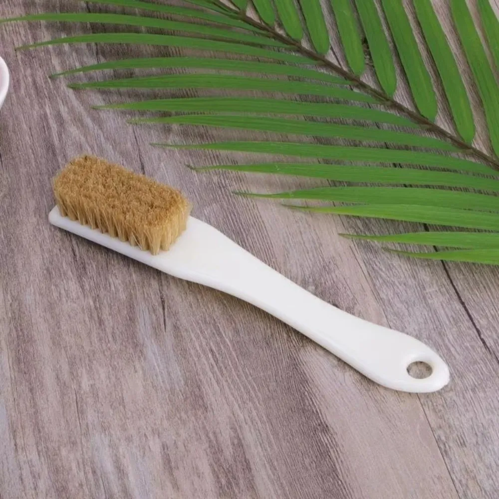 Natural Boar Hair Shoe Brush Interior Cleaning Soft Bristle Car Cleaning Brush Long Handle Automotive Detailing Brush