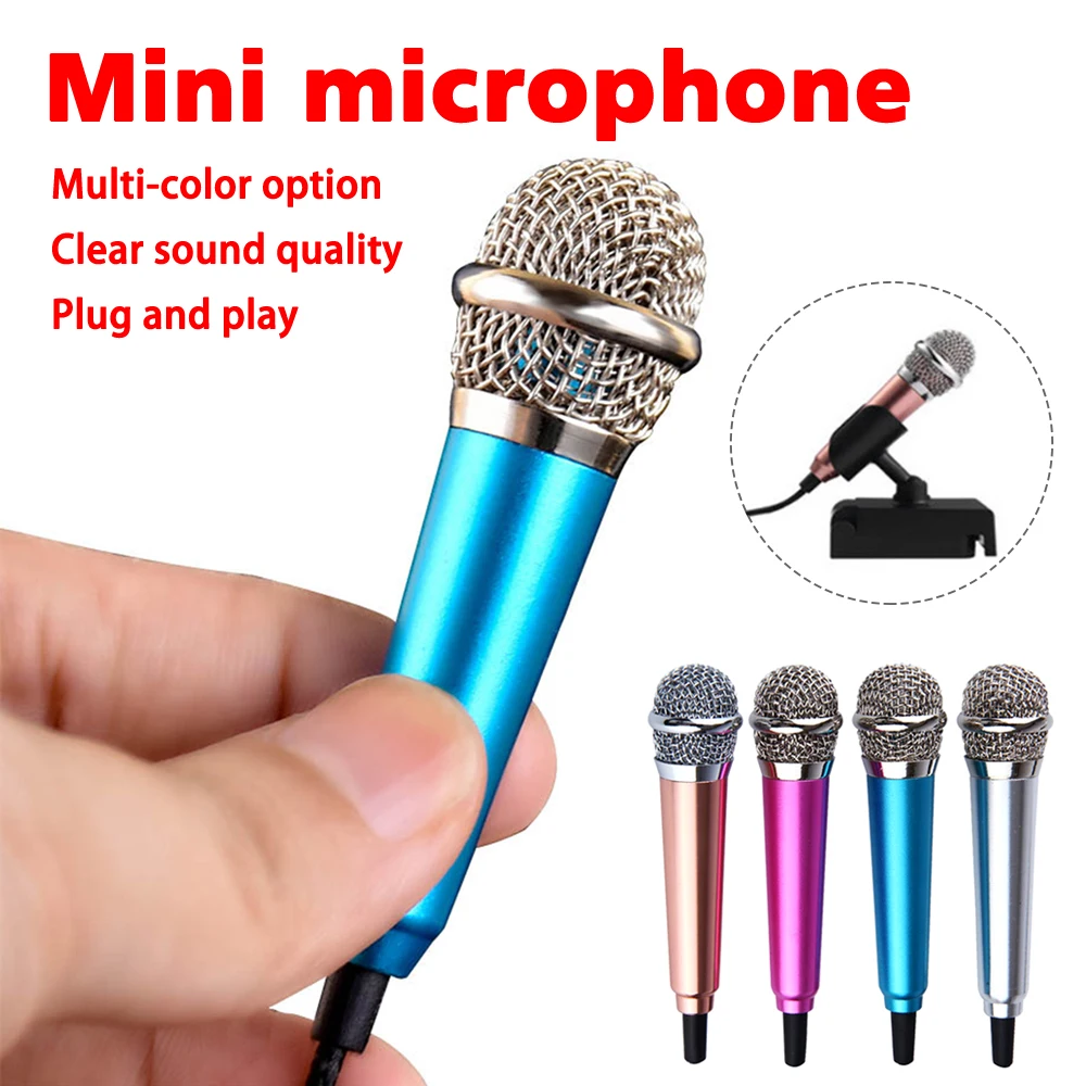 Mini Jack 3.5mm Studio Mic KTV Karaoke Mini Microphone Handheld Mic for Smart Phone Computer PC Desktop for iPhone Karaoke