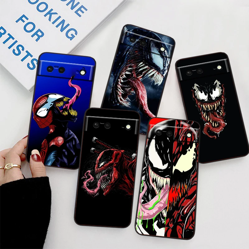 

Venom Thor She-Spider Puma For Google Pixel 9 8 7A 7 6A 6 5A 5 4 4A XL 5G Black Silicon Shockproof Shell TPU Phone Case