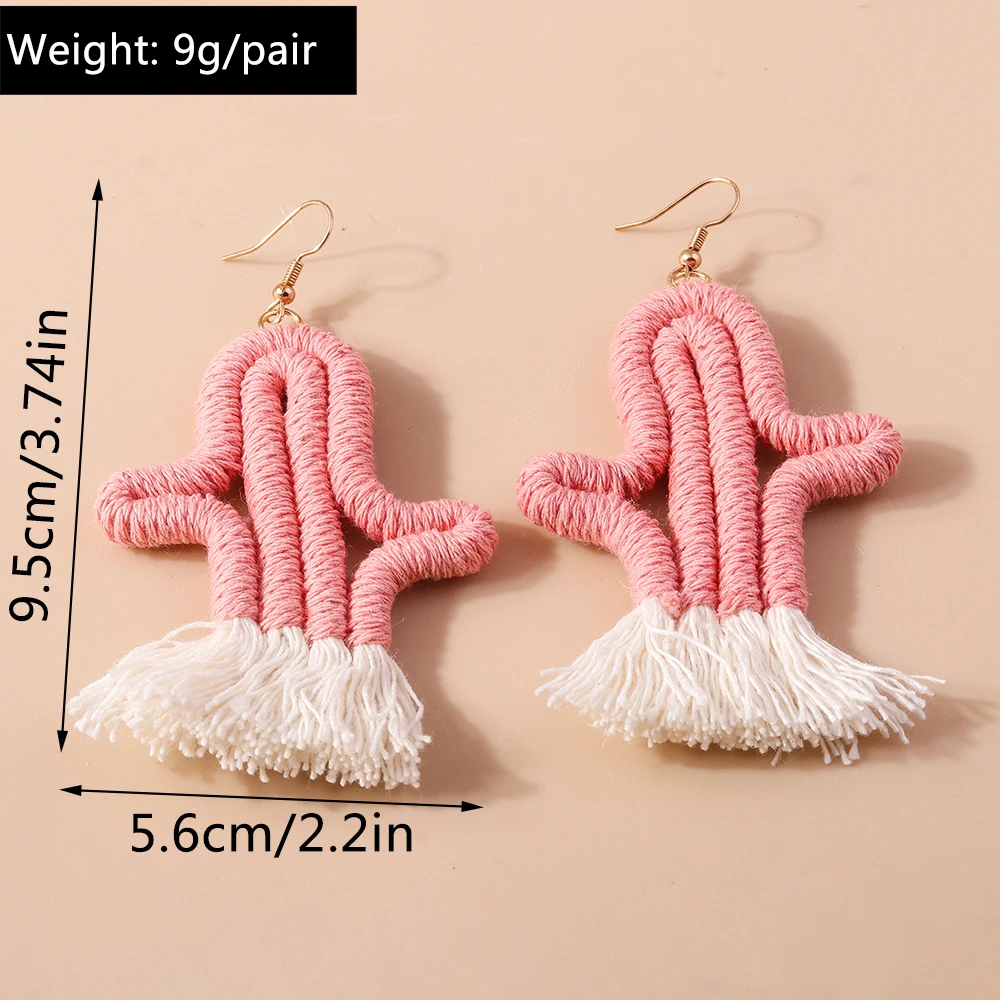 Aihua handgemachte gestrickte Regenbogen Kaktus Ohrringe für Frauen Mädchen schöne gehäkelte Wüste grüne Pflanze Ohrringe Sommers chmuck Geschenke – Detail 14