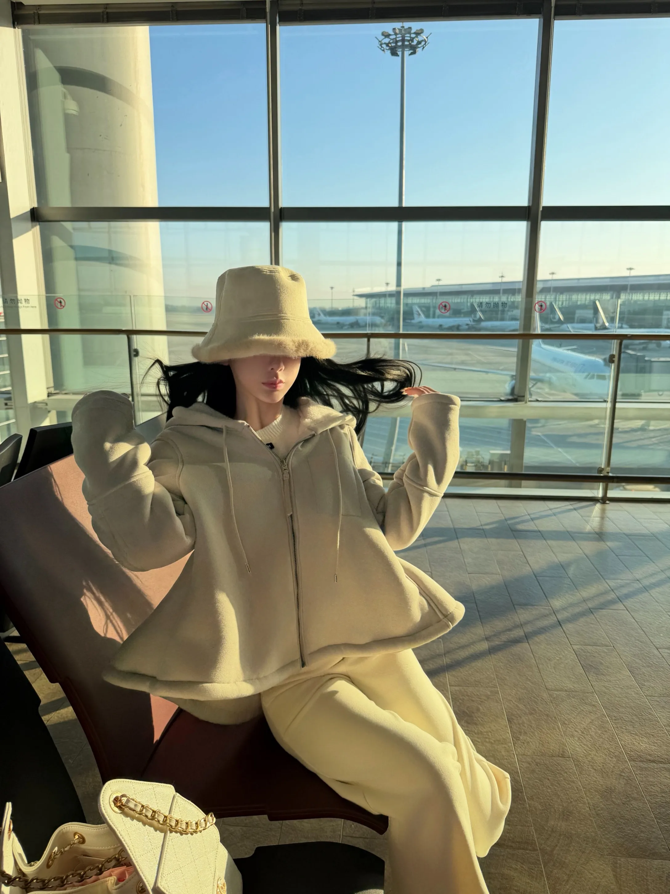 

Chen nduo Cute ey Lamb Fur Coat Casual Loose Hooded Cloak Outerwear for Women Warmth This Year 8 Winter Long Sve Zipper