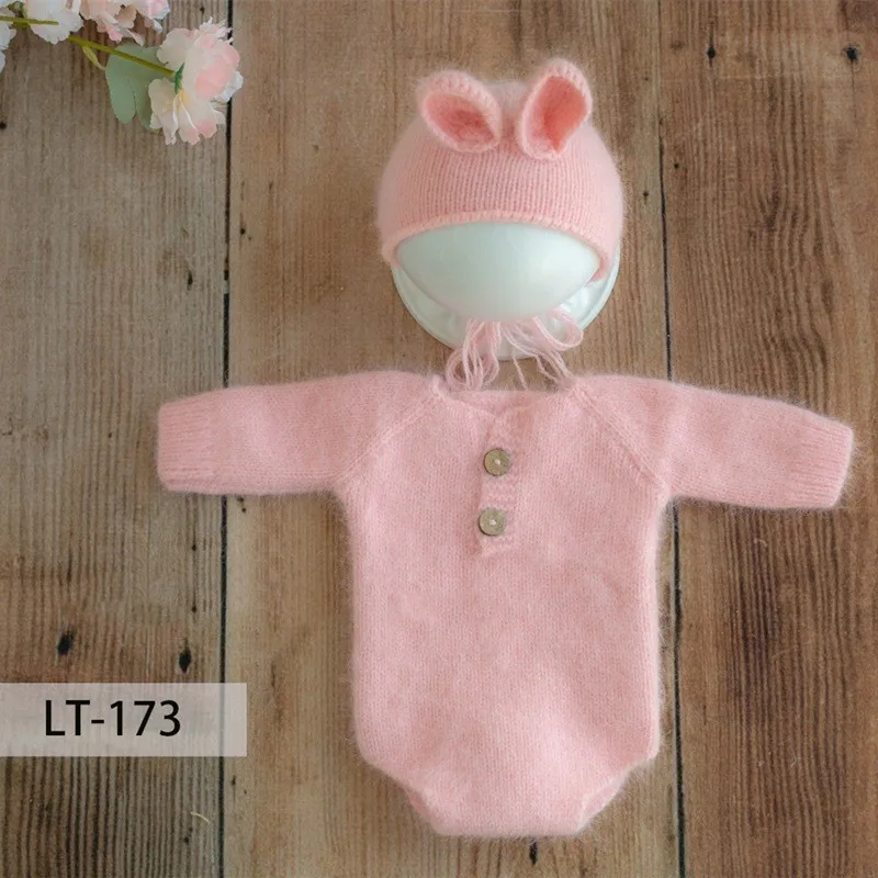 2022 baby bunny romper photography props,handmade mink yarn photo shoot clothes