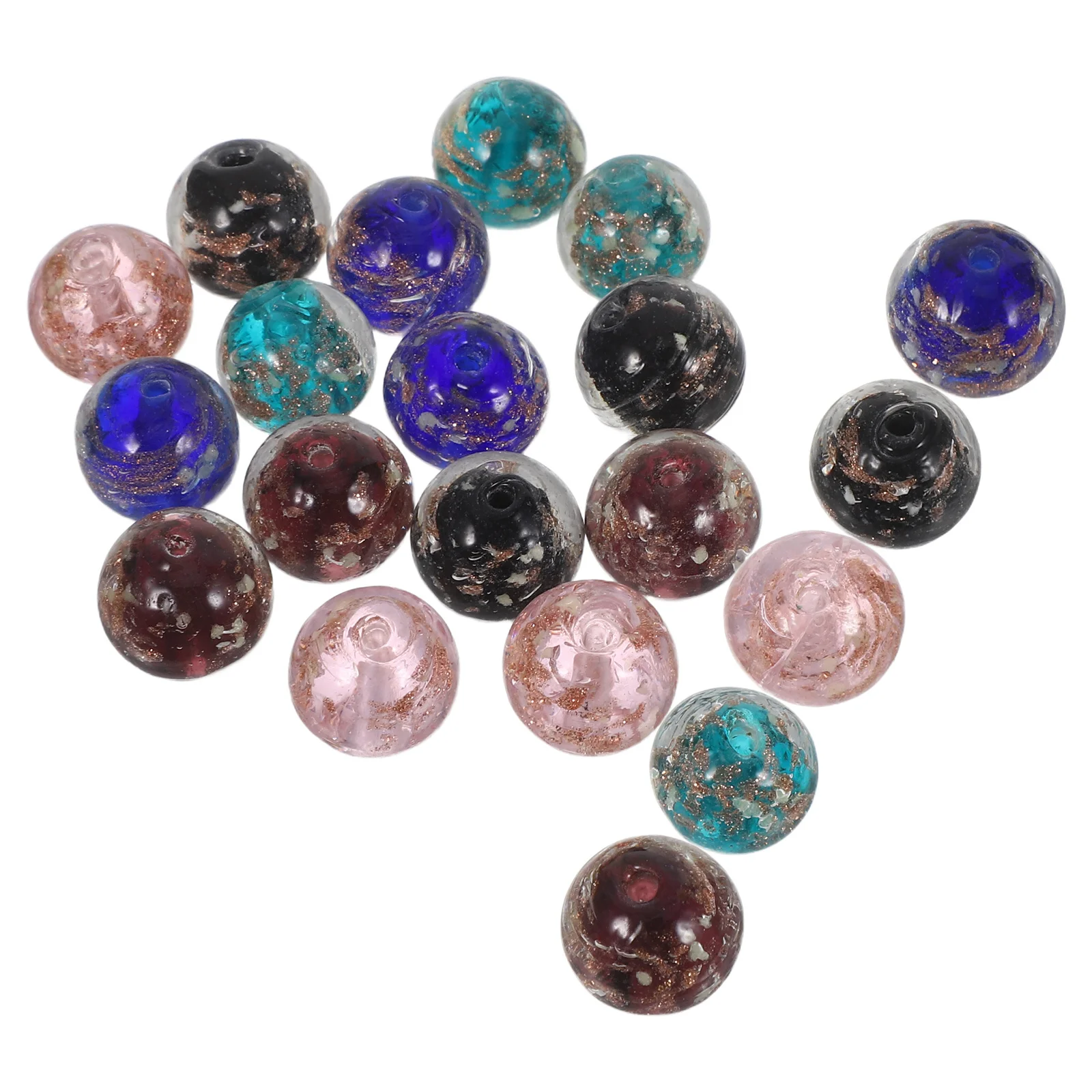 

20Pcs Night Glow Glass Beads Mixed Color Patterns Bright Smooth Surface DIY Bracelet Necklace Jewelry Making Fluorescent Round