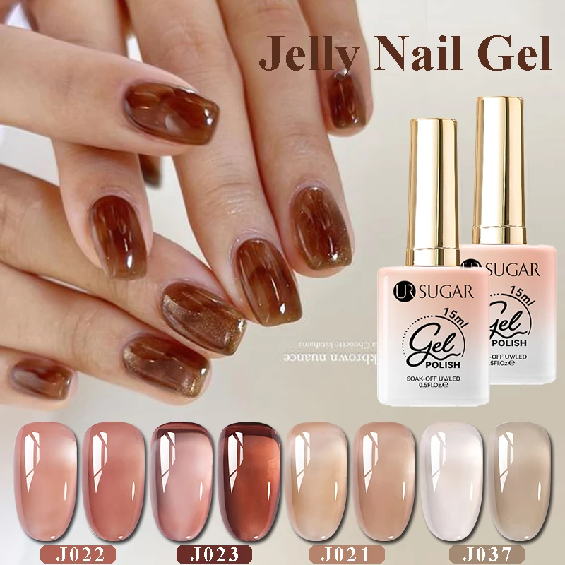 UR SUGAR 15ml Winter Amber Brown Jelly Nail Gel Nude Gel Nail Polish White Translucent Soak Off Gel Vernis Semi Permanent