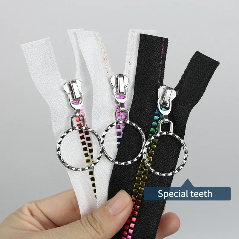 5# Gradient Color Resin Teeth Zippers Colorful Square Open-end Auto Lock Zippers Garment Accessories DIY Apparel Sewing