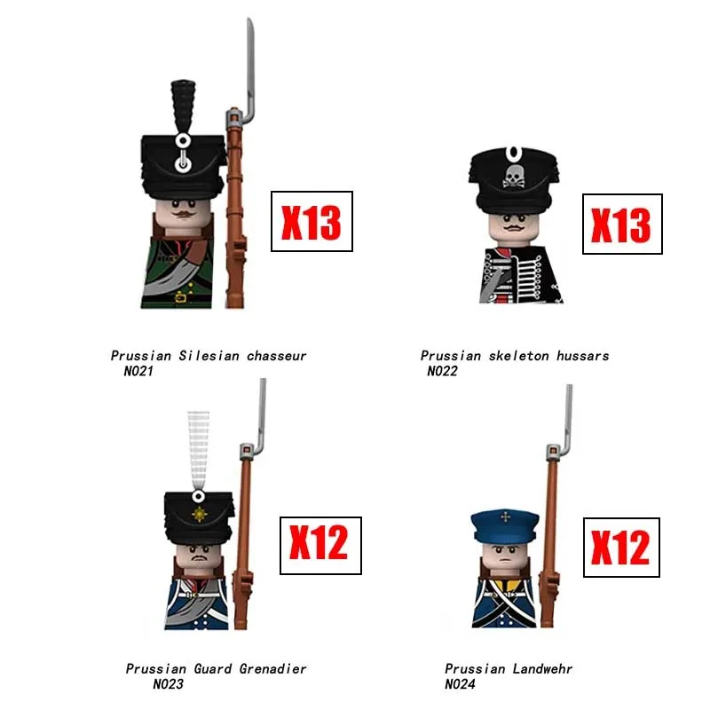 French Dragoon Soldiers Napoleonic War Figures Building Blocks Army Sword Gun Military Weapons Accessories Bricks Kids Toy