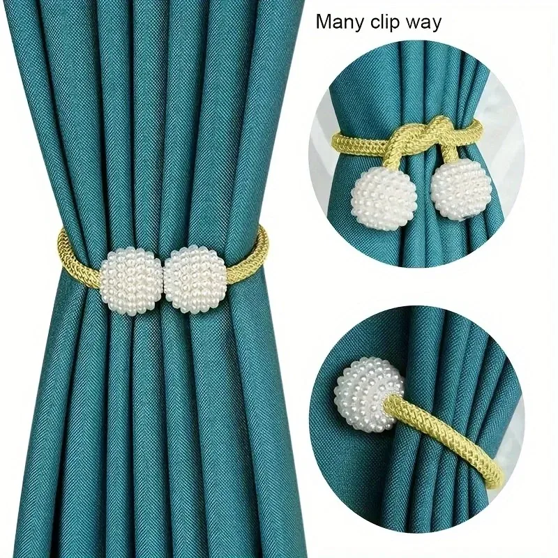 Simple curtain straps pearl magnetic buckle with high strength magnetic attraction fabric storage strap