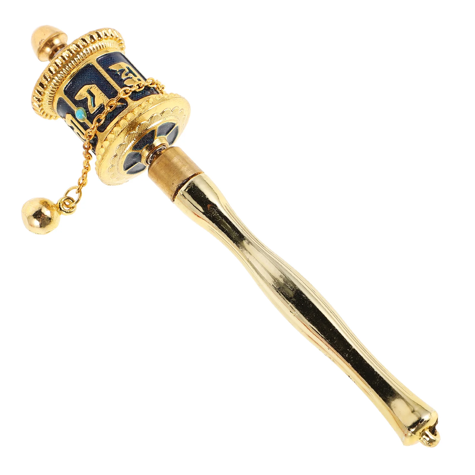

Six-Word Handheld Tibetan Prayer Wheel Painted Alloy Smooth Rotation for Meditation Prayer Room Decor Hand Cranked Buddhist
