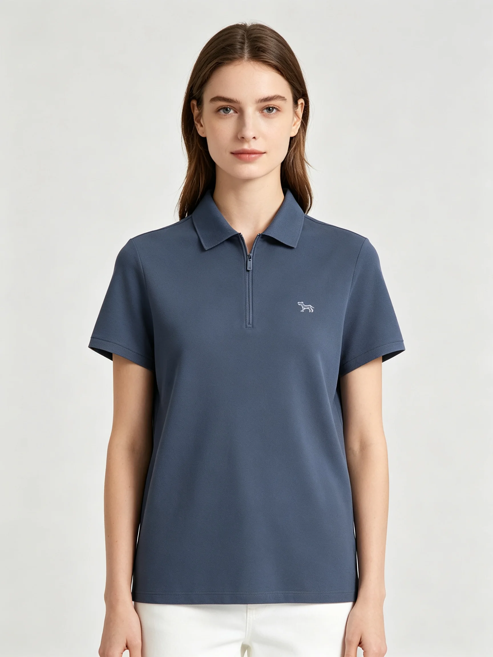 Unisex Lyocell Polo Shirt Zip Collar Business Custom Uniform