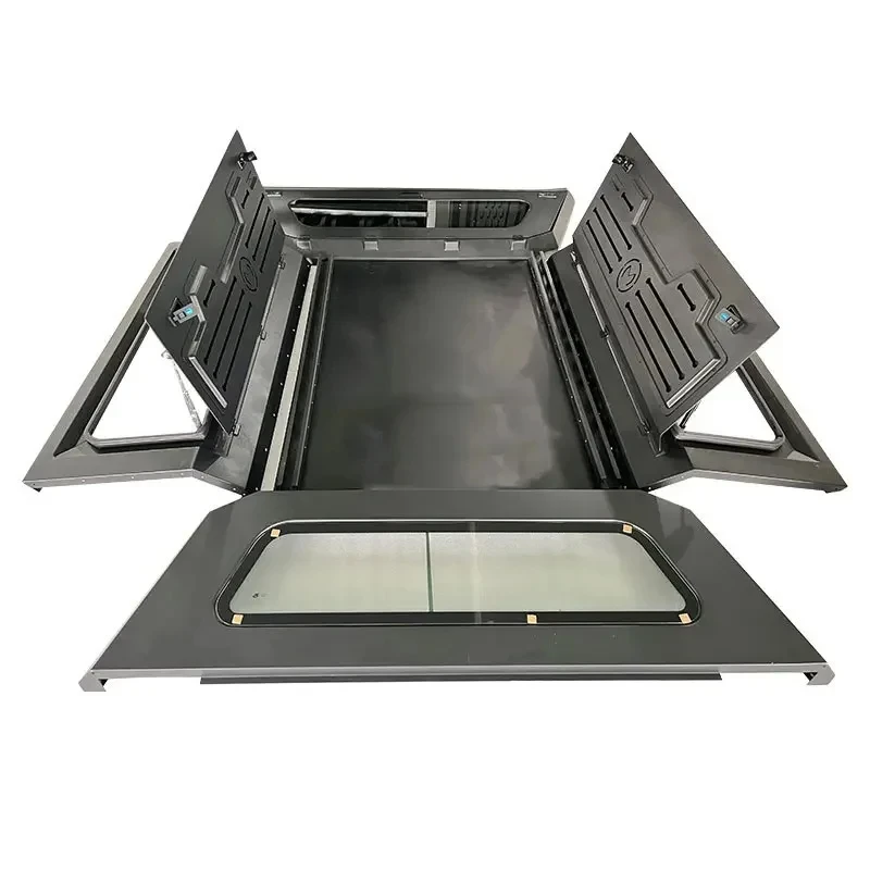 Three-door Black Manganese Steel Aluminum Alloy Pickup Hard Canopy Rear Box Cover Accessories