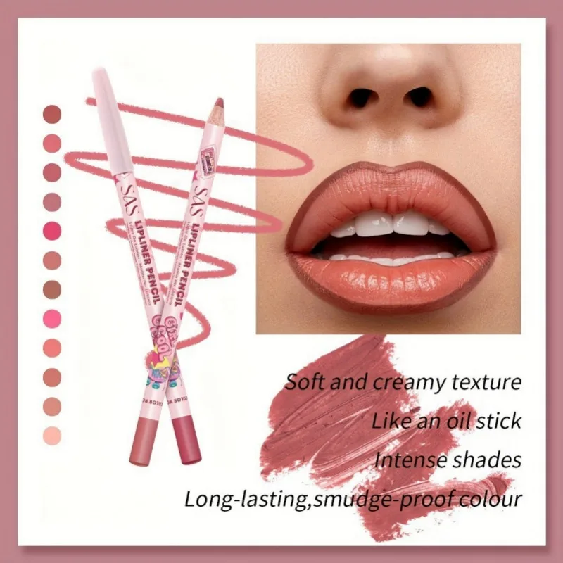 Superficie opaca in velluto 1 pezzo, tazza antiaderente, forma tridimensionale delle labbra, anti-sbavature, matita per labbra setosa, serie regalo ideale per le vacanze