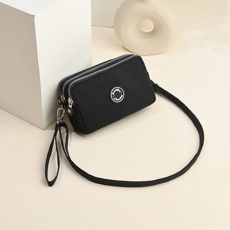 Fashion Crossbody Cell Phone Bag Handle Coin Wallet Waterproof Triple Zipper Pocket Unisex Shoulder Bag Daily Appearance Handbag