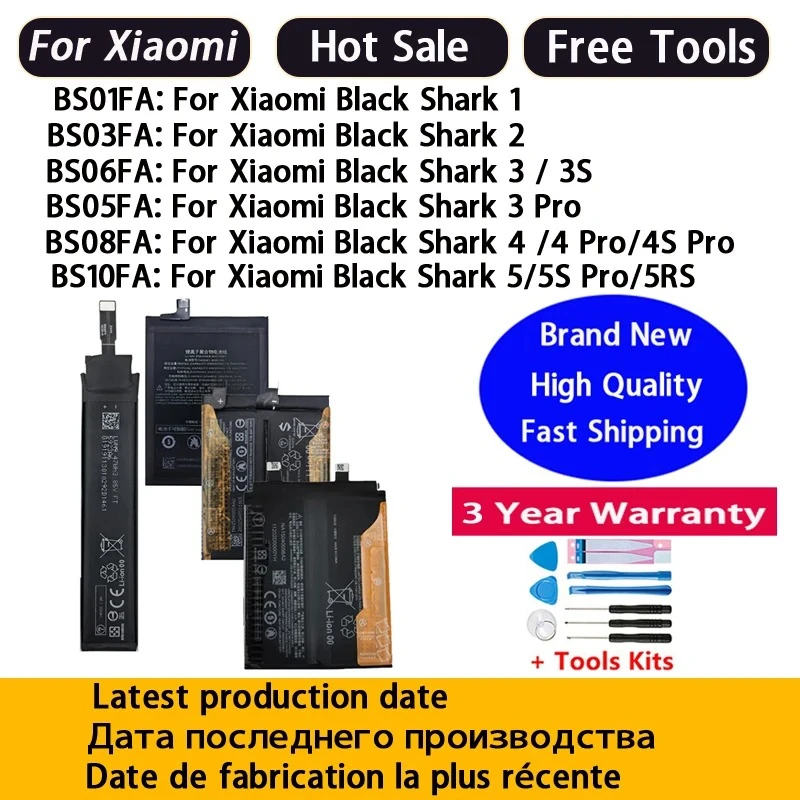 High Quality For Xiaomi BlackShark Black Shark 4Pro 4S 4 Pro / 5Pro 5RS 5S 1 2 3 5 Pro 3S 3Pro BS08FA BS10FA BS06FA Battery