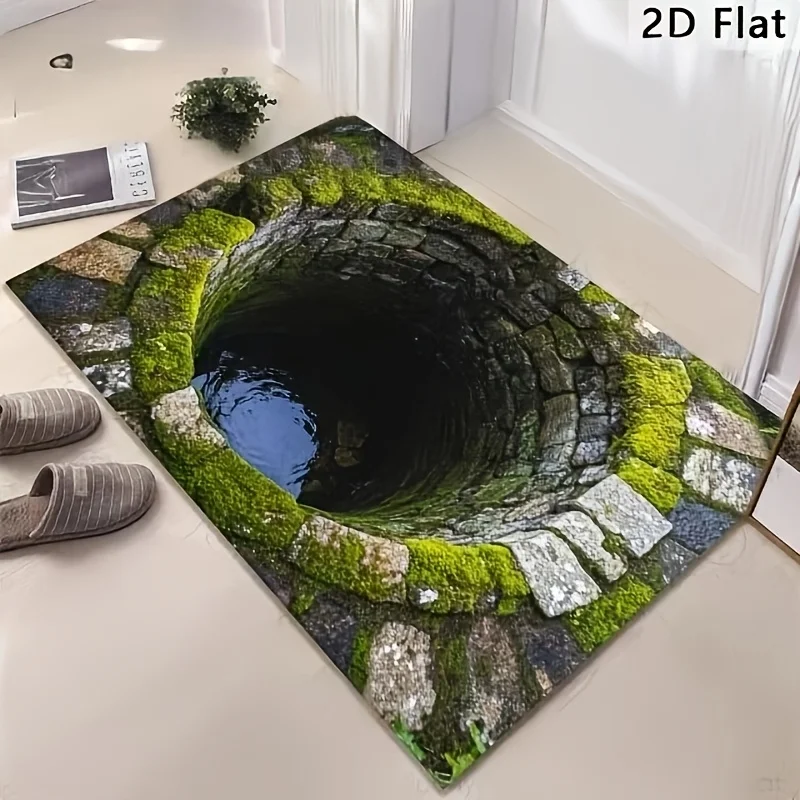 VIKAMA Optical Illusion Endless Abyss Non-Slip Door Mat Machine Washable for Bathroom Bedroom Camping Yoga Durable Floor Mat