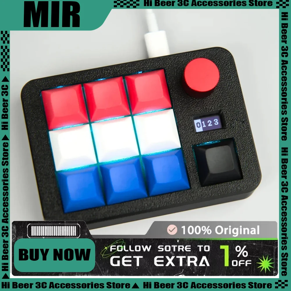 

Mir T10+2 Numeric Wired Custom Keypad T10 Oled Screen Mini Keypad Macro Shortcut Keyboard RGB PBT Hot Swap Office Keyboard Gifts