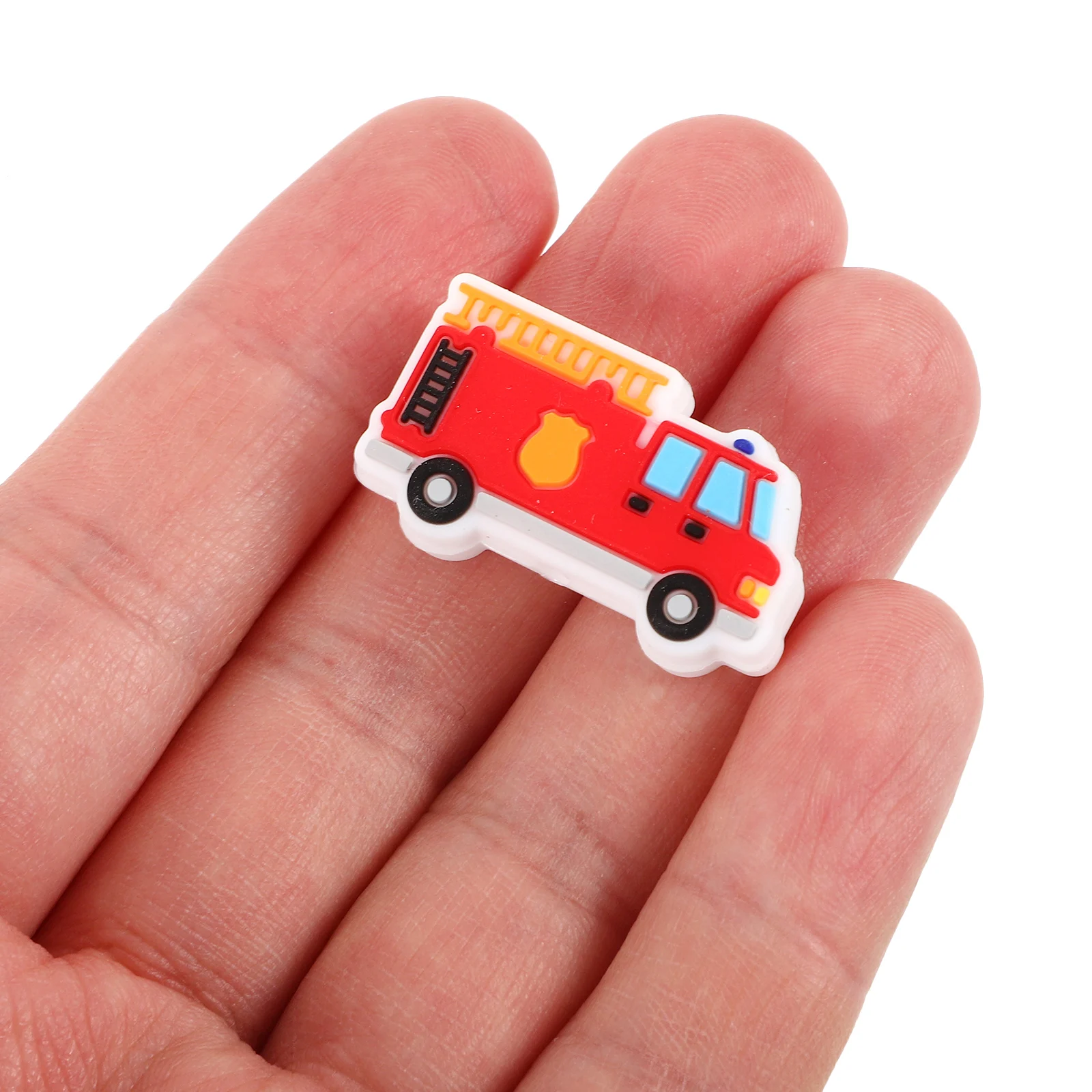 

10 Pcs Fire Truck Silicone Beads DIY Bulk Charm Silica Gel Jewellery Bracelet Child Car for Kids