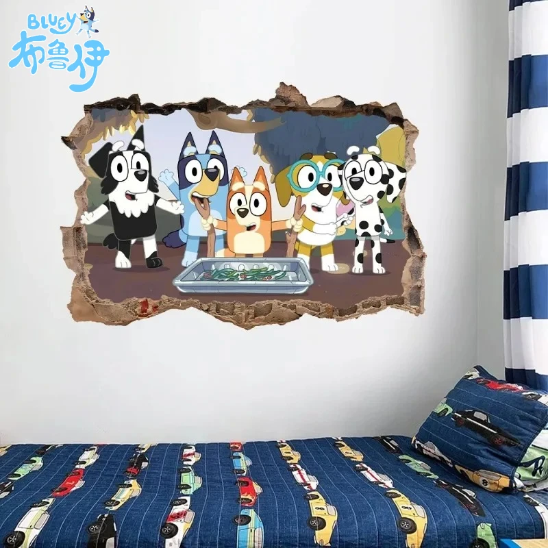 Новый Синий Семья Мультфильм Аниме Детская Наклейка На Стену Самоклеящаяся Бумага ПВХ Плакат Спальня 3D Наклейка На Стену Украшение Стены