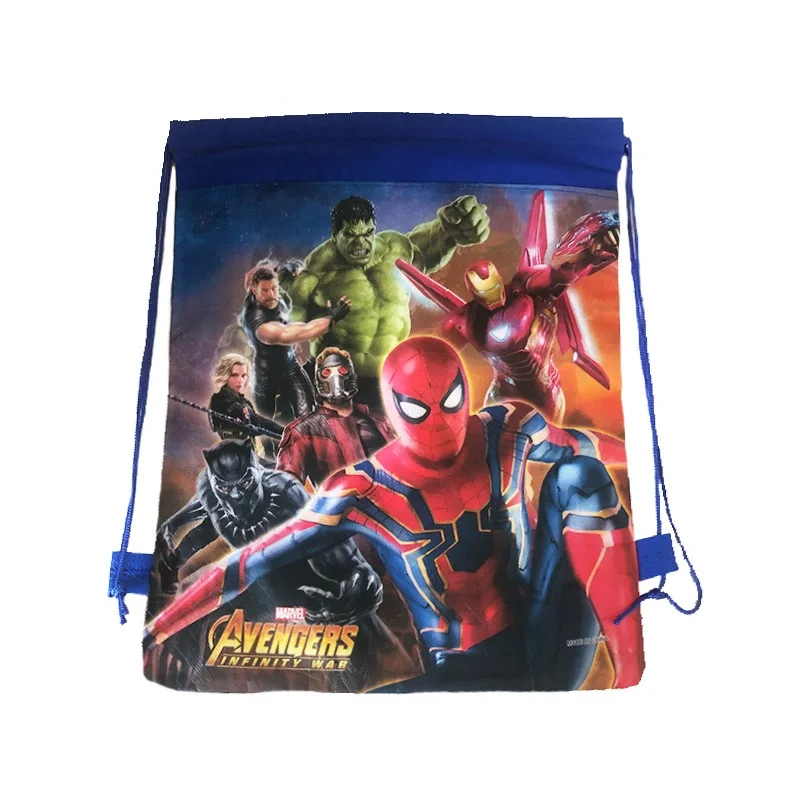 5/10/20/30PCS Happy Birthday Kids Disney Iron Hero Avenger Drawstring Gifts Bag Non-woven Fabric Party Decoration Backpack Bag