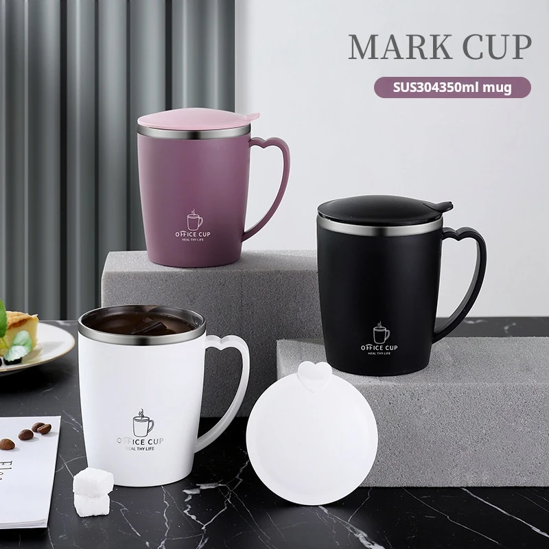 

Stainless Steel Mug Double Wall Insulated 350ml Travel Cup with Lid Leak Proof Hot Cold Aesthetic Office Nordic Tumbler 8 Colors