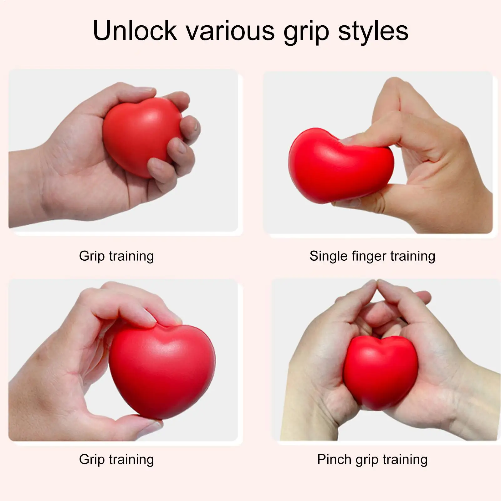 1pc Finger Exercise Ball Hand Strengthening Exercise Hand Grip Exerciser Heart Shaped Stress Balls For Single-Finger Training