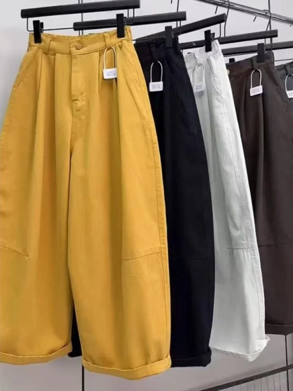 High Waist plus Size Denim Jeans Women's Loose Balloon Pants Fashionable Nine Points Slimming Wide Leg Trousers for Ladies
