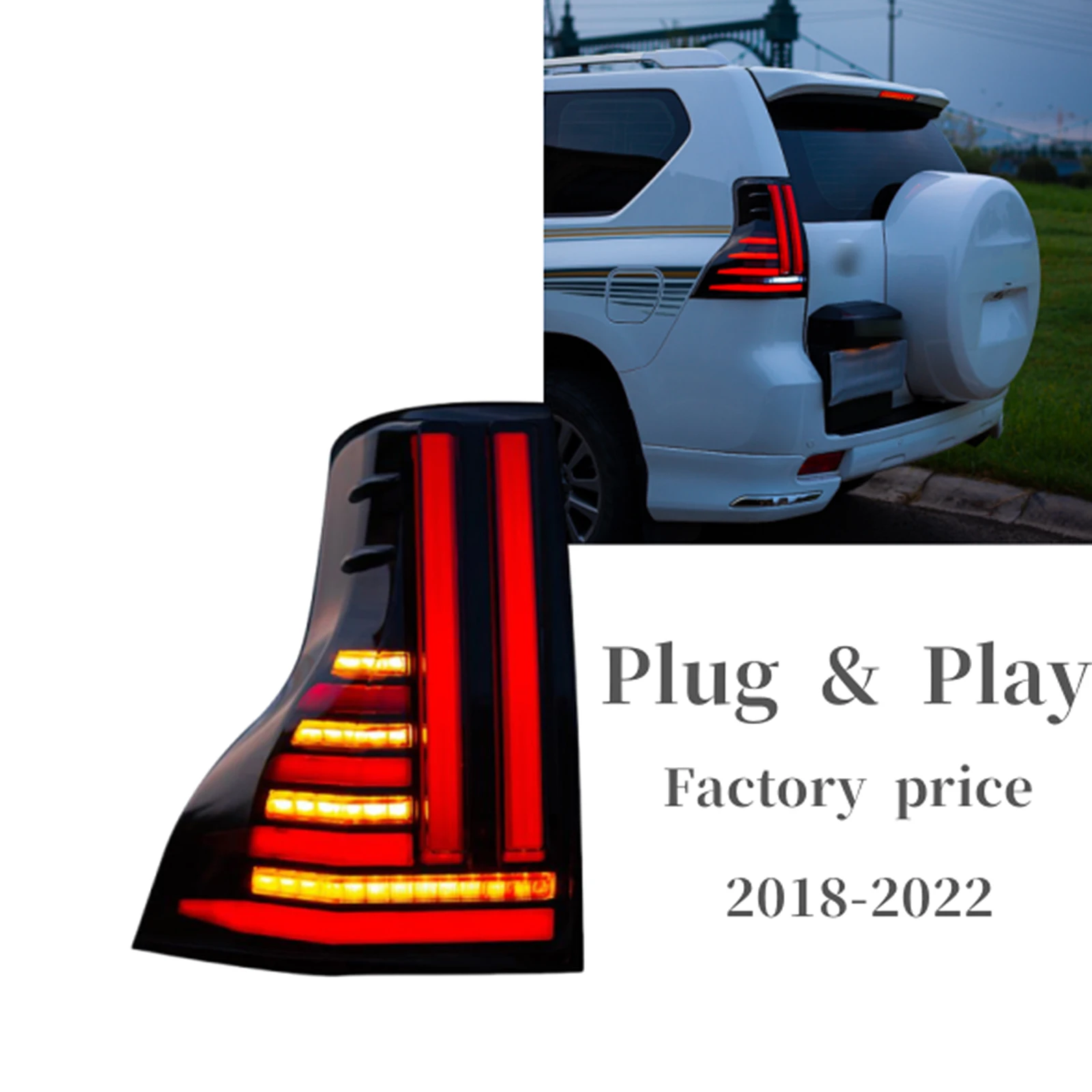 

Smoke LED Tail Lights for Prado 150 2010-2020 – Running/Turn/Brake/Reverse, Plug & Pla