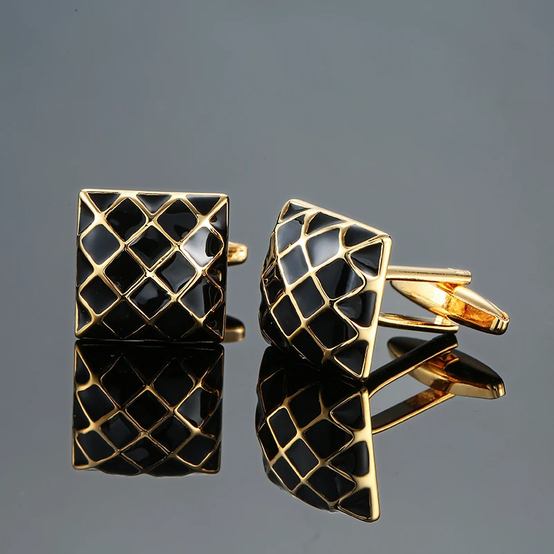 Men\'s French shirt cufflinks copper material black enamel mesh cufflinks fashion clothing accessories wholesale