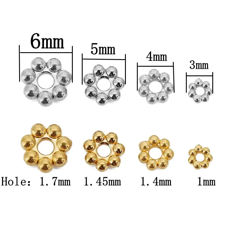 20-50pcs Stainless Steel Daisy Spacer Beads for Jewelry Making Gold Round Handmade Loose Beads DIY Bracelet Necklace Supplies image 2